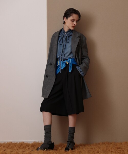 allureville(アルアバイル)の「フラノジャコット(チェスターコート・レディース・チャコールグレー/ネイビー・1/2)」の3枚目の写真