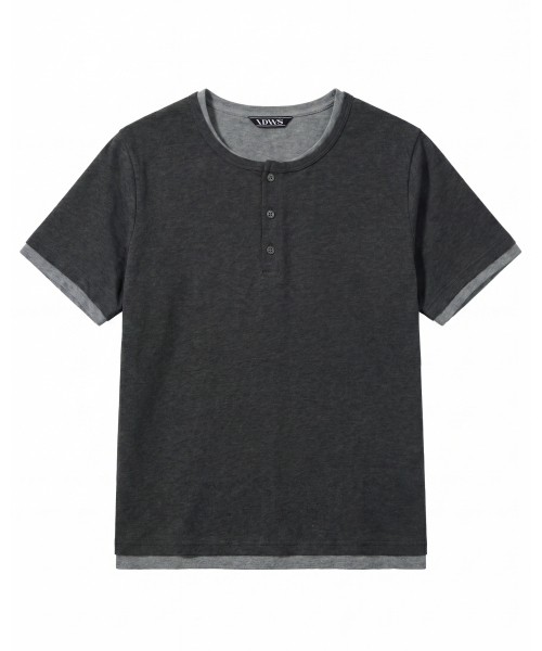 IDWS(アイドンワナセル)の「Layered Henley Neck T-Shirt Charcoal(Tシャツ/カットソー・レディース・その他・1/2/0)」の2枚目の写真