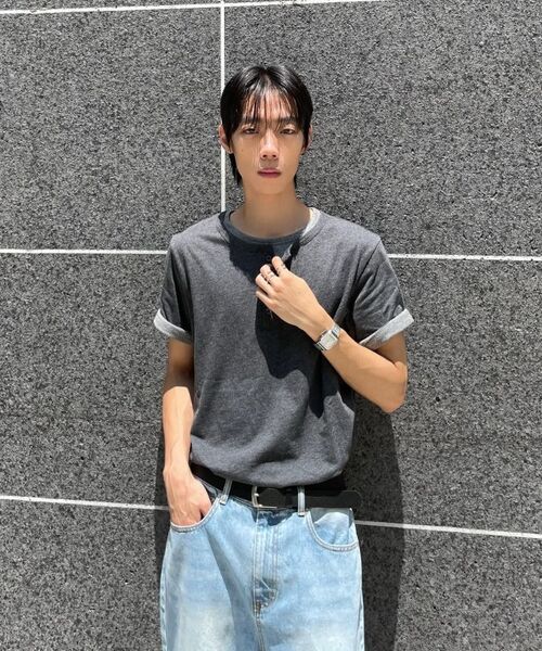IDWS(アイドンワナセル)の「Layered Henley Neck T-Shirt Charcoal(Tシャツ/カットソー・レディース・その他・1/2/0)」の14枚目の写真