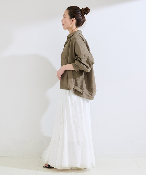 B.C STOCK(ベーセーストック)の「《追加》【WEB限定】ウォッシャブル / コットンレーヨンボイルマチ入りスカート(スカート・レディース・ブラック/ホワイト・FREE)」の15枚目の写真