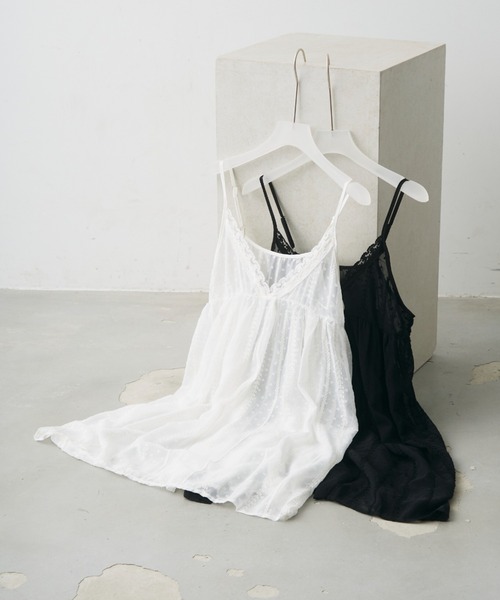 Crisp(クリスプ)の「sheer lace cami tunic / シアーレースキャミチュニック(チュニック・レディース・ホワイト/ブラック・FREE)」の2枚目の写真