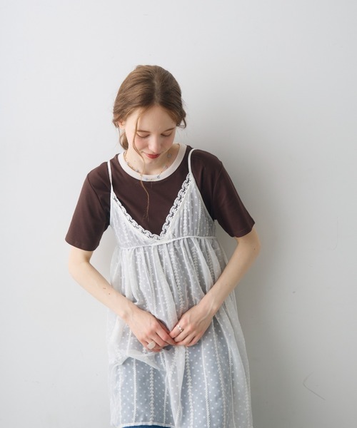 Crisp(クリスプ)の「sheer lace cami tunic / シアーレースキャミチュニック(チュニック・レディース・ホワイト/ブラック・FREE)」の4枚目の写真