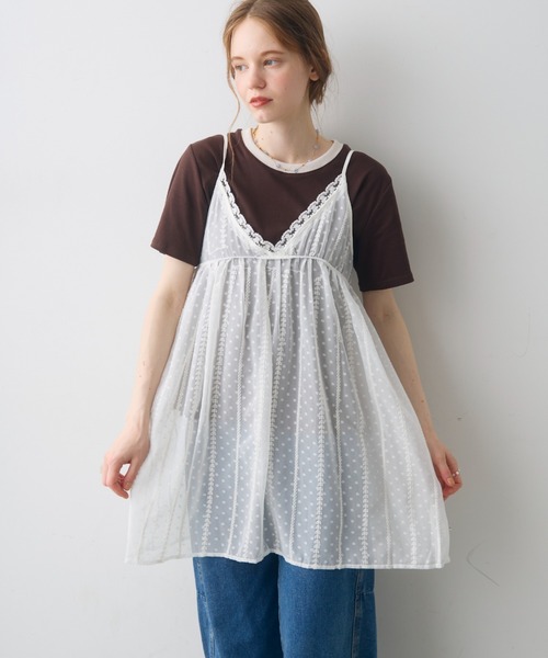 Crisp(クリスプ)の「sheer lace cami tunic / シアーレースキャミチュニック(チュニック・レディース・ホワイト/ブラック・FREE)」の3枚目の写真