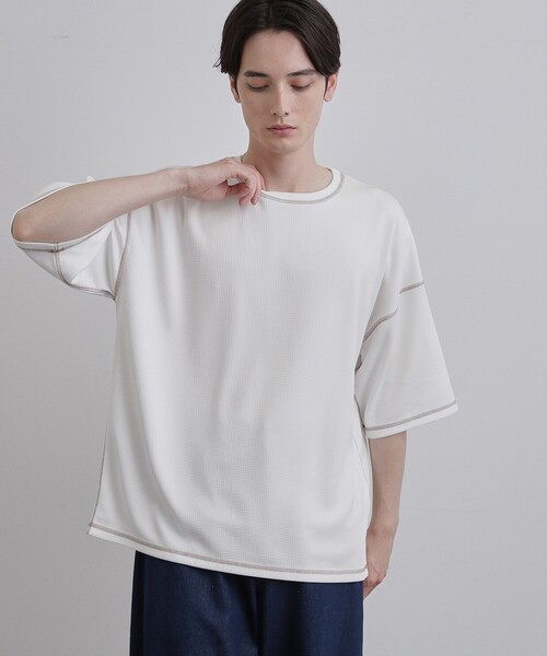 tk.TAKEO KIKUCHI(ティーケータケオキクチ)の「【気化熱冷却/涼しい】ワッフルカットソー(Tシャツ/カットソー・メンズ・ブラック/ホワイト・03/02)」の17枚目の写真