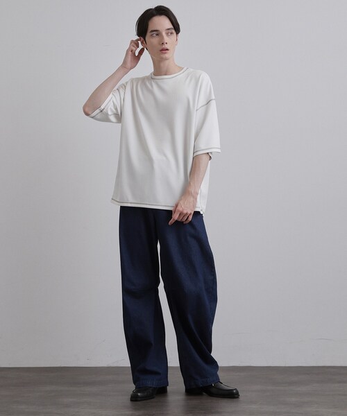 tk.TAKEO KIKUCHI(ティーケータケオキクチ)の「【気化熱冷却/涼しい】ワッフルカットソー(Tシャツ/カットソー・メンズ・ブラック/ホワイト・03/02)」の18枚目の写真