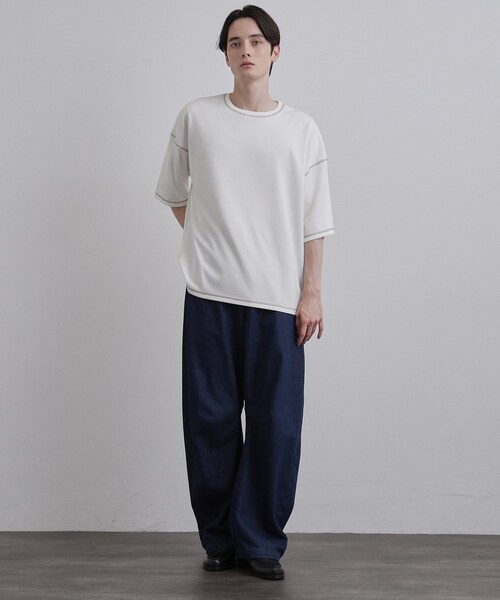 tk.TAKEO KIKUCHI(ティーケータケオキクチ)の「【気化熱冷却/涼しい】ワッフルカットソー(Tシャツ/カットソー・メンズ・ブラック/ホワイト・03/02)」の3枚目の写真