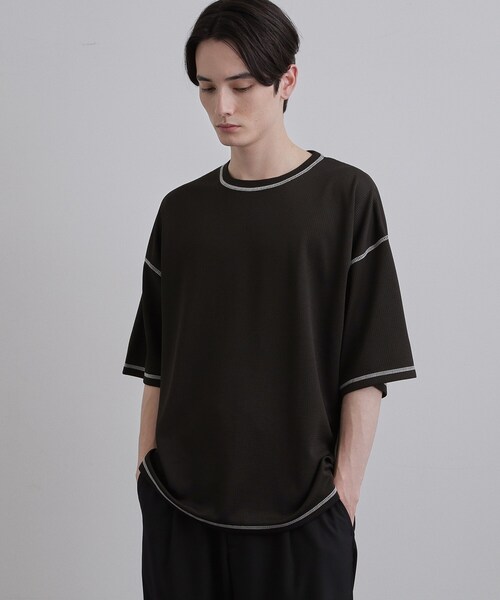 tk.TAKEO KIKUCHI(ティーケータケオキクチ)の「【気化熱冷却/涼しい】ワッフルカットソー(Tシャツ/カットソー・メンズ・ブラック/ホワイト・03/02)」の5枚目の写真