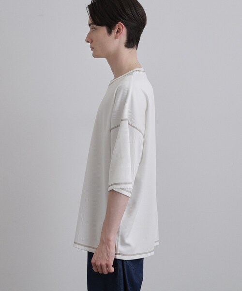 tk.TAKEO KIKUCHI(ティーケータケオキクチ)の「【気化熱冷却/涼しい】ワッフルカットソー(Tシャツ/カットソー・メンズ・ブラック/ホワイト・03/02)」の10枚目の写真