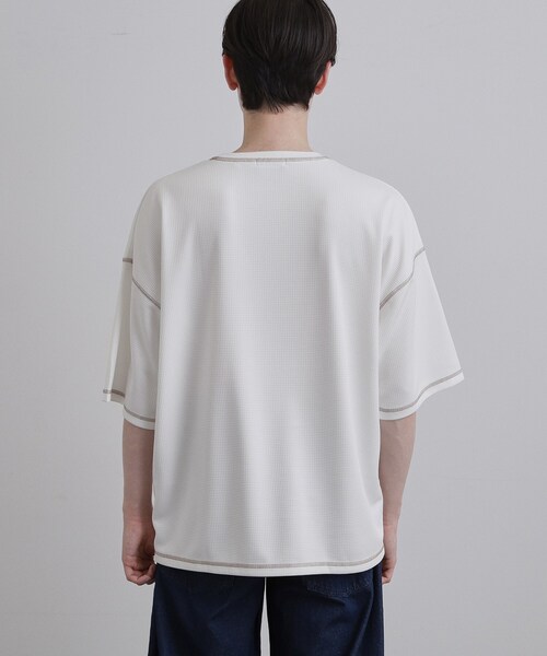 tk.TAKEO KIKUCHI(ティーケータケオキクチ)の「【気化熱冷却/涼しい】ワッフルカットソー(Tシャツ/カットソー・メンズ・ブラック/ホワイト・03/02)」の11枚目の写真