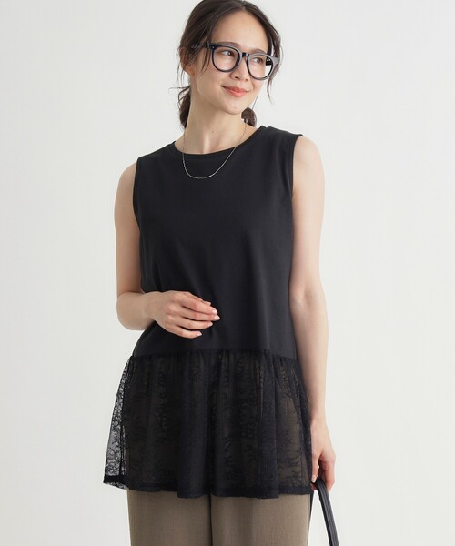 HONEYSUCKLE ROSE（ハニーサックルローズ）の「レースドッキングタンクトップ（タンクトップ・レディース・ブラック/オフホワイト・04/05）」の2枚目の写真