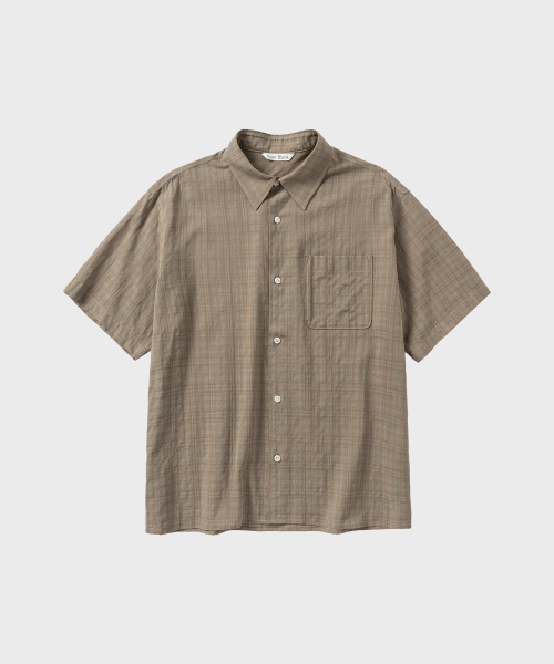 NONBLANK(ノンブランク)の「シアーチェッククロップHSシャツ_ORNAGE BEIGE(シャツ/ブラウス・メンズ・オレンジ・SMALL/MEDIUM/LARGE/X-LARGE)」の1枚目の写真