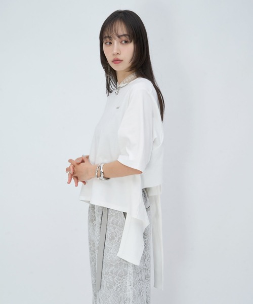 HARE（ハレ）の「バックアキリボンカットT(HARE)（Tシャツ/カットソー・レディース・ブラック/ホワイト・FREE）」の2枚目の写真