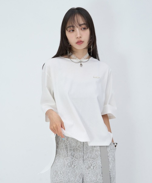 HARE（ハレ）の「バックアキリボンカットT(HARE)（Tシャツ/カットソー・レディース・ブラック/ホワイト・FREE）」の4枚目の写真