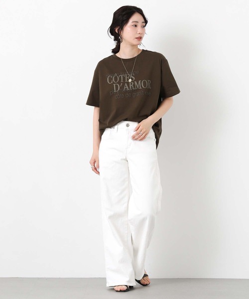 Gready Brilliant(グレディブリリアン)の「ロゴ×ステッチ刺繍カットソー(Tシャツ/カットソー・レディース・ブラウン系/ホワイト系・FREE)」の6枚目の写真