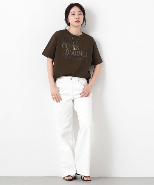 Gready Brilliant(グレディブリリアン)の「ロゴ×ステッチ刺繍カットソー(Tシャツ/カットソー・レディース・ブラウン系/ホワイト系・FREE)」の3枚目の写真