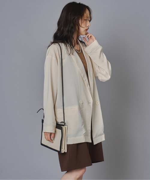 terrace(テラス)の「ルーズシルエットダブルテーラードジャケット(テーラードジャケット・レディース・チャコール/キナリ・FREE)」の12枚目の写真