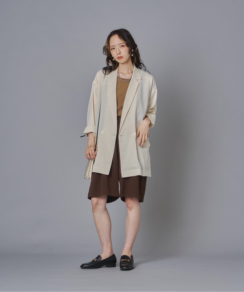 terrace(テラス)の「ルーズシルエットダブルテーラードジャケット(テーラードジャケット・レディース・チャコール/キナリ・FREE)」の21枚目の写真