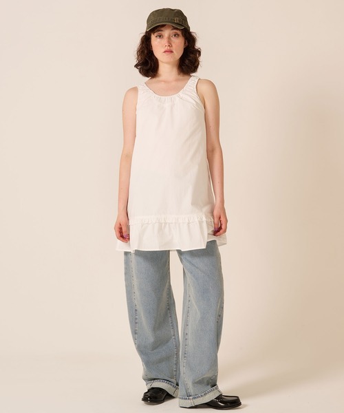 TINA:JOJUN(ティーナジョジュン)の「Aライン ヘムフリル ミディ丈 ワンピース TINA:JOJUN(ワンピース・レディース・ブラウン/ホワイト・M)」の1枚目の写真