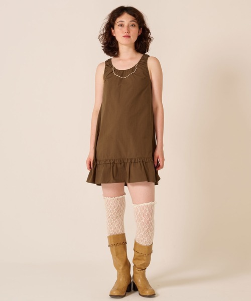 TINA:JOJUN(ティーナジョジュン)の「Aライン ヘムフリル ミディ丈 ワンピース TINA:JOJUN(ワンピース・レディース・ブラウン/ホワイト・M)」の10枚目の写真