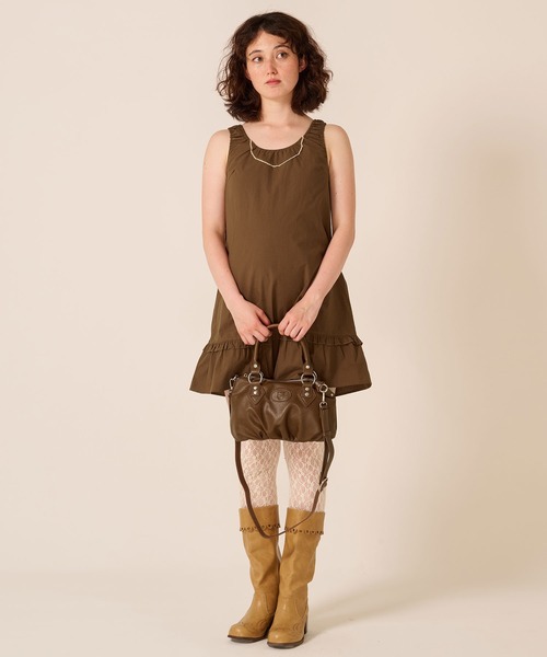TINA:JOJUN(ティーナジョジュン)の「Aライン ヘムフリル ミディ丈 ワンピース TINA:JOJUN(ワンピース・レディース・ブラウン/ホワイト・M)」の13枚目の写真