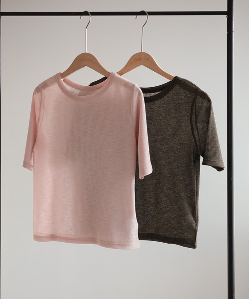 aimoha（アイモハ）の「シアーテレコTシャツ 2枚SET（Tシャツ/カットソー・レディース・オフホワイト/ダークグレー/ブラック・FREE）」の19枚目の写真