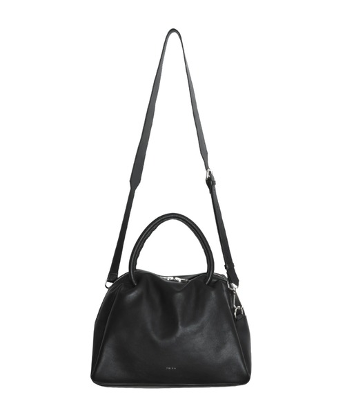 YArKA（ヤーカ）の「【YArKA/ヤーカ】real leather sharp & soft mix nuance boston bag M [sas2] / 直曲線のニュアンスボストンバッグ（ハンドバッグ・レディース・ブラック・FREE）」の2枚目の写真