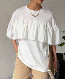 Chez toi（シェトワ）の「異素材ドッキングケーププルオーバー（Tシャツ/カットソー・レディース）」