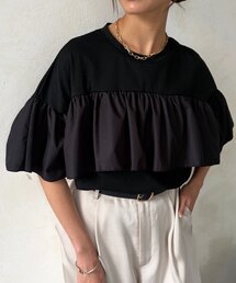 異素材ドッキングケーププルオーバー
