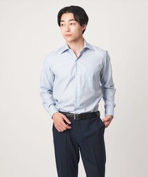 コットン チェック ワイドカラー ドレスシャツ -イージーアイロン-