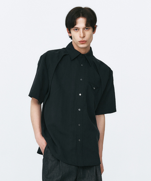 SYNQIA(シンキア)の「カーブドパネルハーフスリーブシャツドライブラック(シャツ/ブラウス・メンズ・その他・SMALL/MEDIUM/LARGE)」の2枚目の写真
