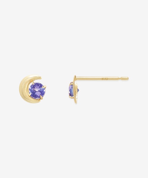 ESTELLE（エステール）の「K10 イエローゴールド タンザナイト ムーン ピアス ESTELLE/エステール WEB限定（ピアス（両耳用）・レディース・イエローゴールド・-）」の2枚目の写真