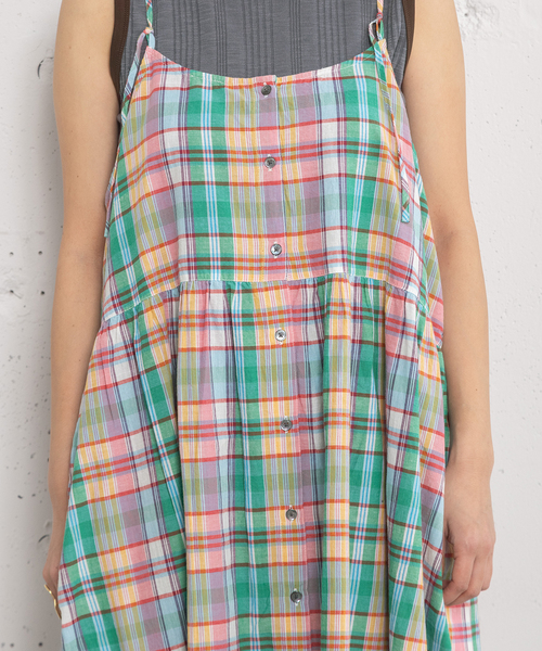 POU DOU DOU(プードゥドゥ)の「<made in INDIA>Madras check Dress(ワンピース・レディース・ネイビー/ピンク/ブルー・M)」の21枚目の写真