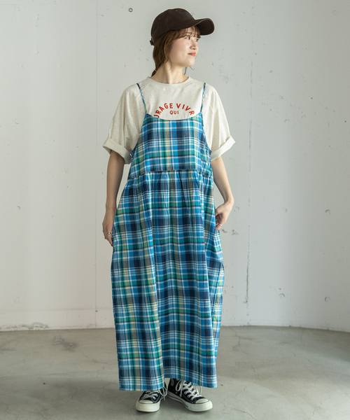 POU DOU DOU(プードゥドゥ)の「<made in INDIA>Madras check Dress(ワンピース・レディース・ネイビー/ピンク/ブルー・M)」の22枚目の写真