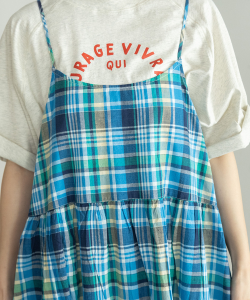 POU DOU DOU(プードゥドゥ)の「<made in INDIA>Madras check Dress(ワンピース・レディース・ネイビー/ピンク/ブルー・M)」の18枚目の写真