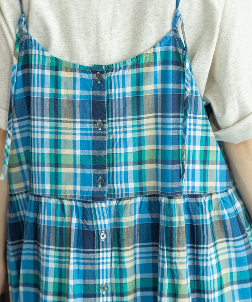 POU DOU DOU(プードゥドゥ)の「<made in INDIA>Madras check Dress(ワンピース・レディース・ネイビー/ピンク/ブルー・M)」の19枚目の写真