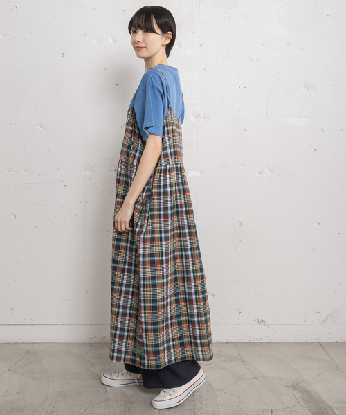 POU DOU DOU(プードゥドゥ)の「<made in INDIA>Madras check Dress(ワンピース・レディース・ネイビー/ピンク/ブルー・M)」の12枚目の写真