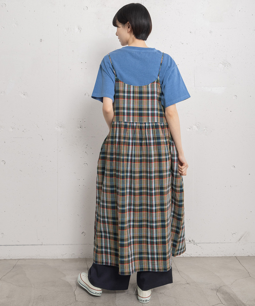 POU DOU DOU(プードゥドゥ)の「<made in INDIA>Madras check Dress(ワンピース・レディース・ネイビー/ピンク/ブルー・M)」の13枚目の写真