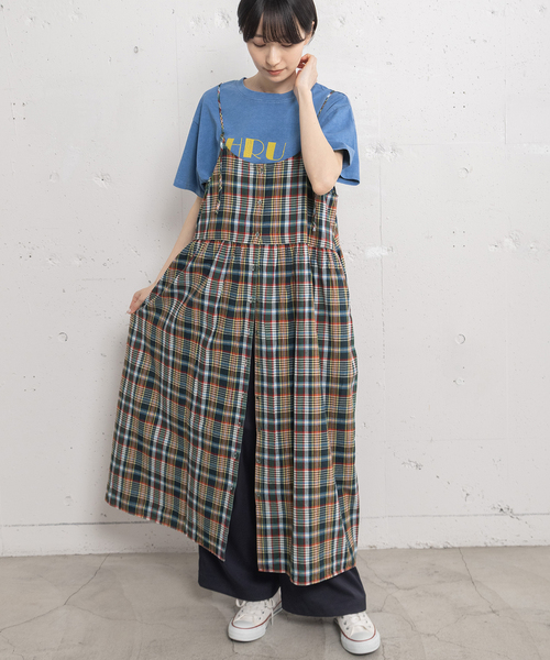 POU DOU DOU(プードゥドゥ)の「<made in INDIA>Madras check Dress(ワンピース・レディース・ネイビー/ピンク/ブルー・M)」の14枚目の写真