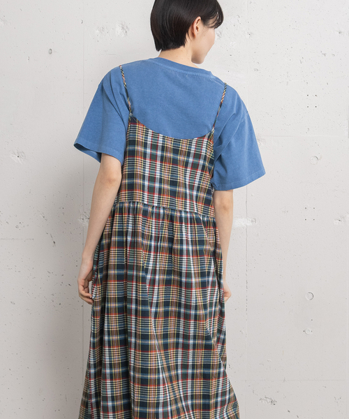 POU DOU DOU(プードゥドゥ)の「<made in INDIA>Madras check Dress(ワンピース・レディース・ネイビー/ピンク/ブルー・M)」の5枚目の写真