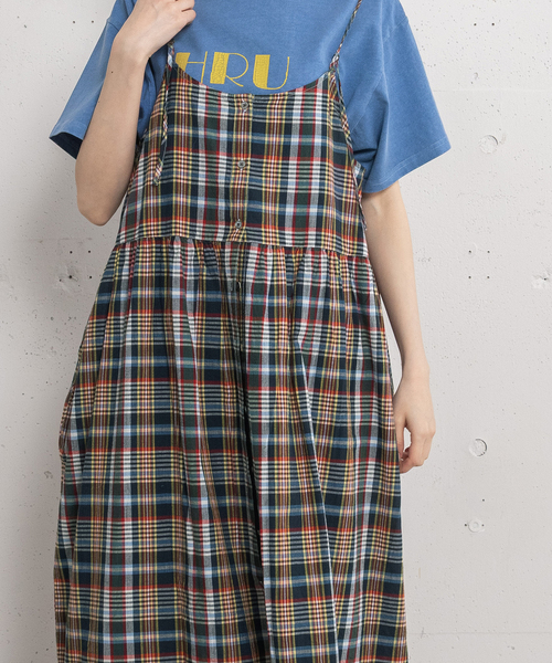 POU DOU DOU(プードゥドゥ)の「<made in INDIA>Madras check Dress(ワンピース・レディース・ネイビー/ピンク/ブルー・M)」の6枚目の写真