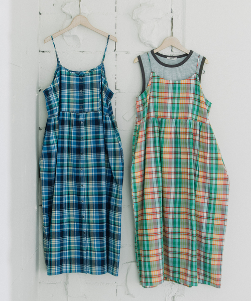 POU DOU DOU(プードゥドゥ)の「<made in INDIA>Madras check Dress(ワンピース・レディース・ネイビー/ピンク/ブルー・M)」の8枚目の写真
