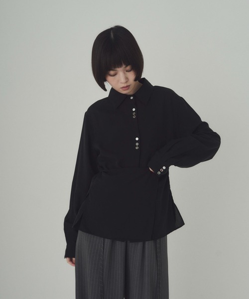 SOYEN(ソイエン)の「マルチウェイシアーシャツブラウス(シャツ/ブラウス・レディース・ブルー/ブラック・F)」の11枚目の写真