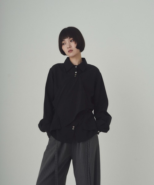 SOYEN(ソイエン)の「マルチウェイシアーシャツブラウス(シャツ/ブラウス・レディース・ブルー/ブラック・F)」の3枚目の写真