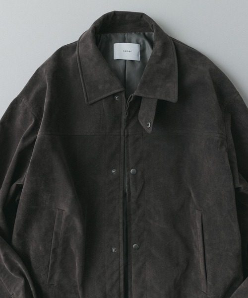 remer(リメール)の「remer 26秋冬新作 - faux nubuck dual closure jacket / フェイクヌバックジャケット(ブルゾン・メンズ・ブラック/アッシュグレー・SMALL/X-SMALL/LARGE/MEDIUM)」の8枚目の写真