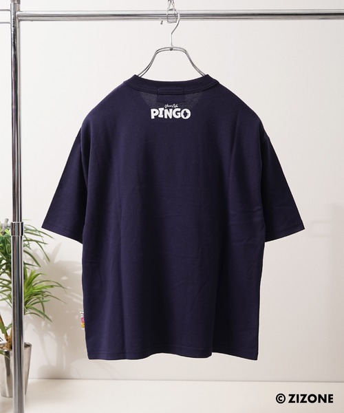 1111clothing（ワンフォークロージング）の「【ZIZONE / ジゾーン】PINGO フェイス プリント ビッグシルエット 半袖Tシャツ（3Dステッカー付き/正規ライセンス）（Tシャツ/カットソー・レディース・ピンク/ネイビー・S/L/M）」の6枚目の写真
