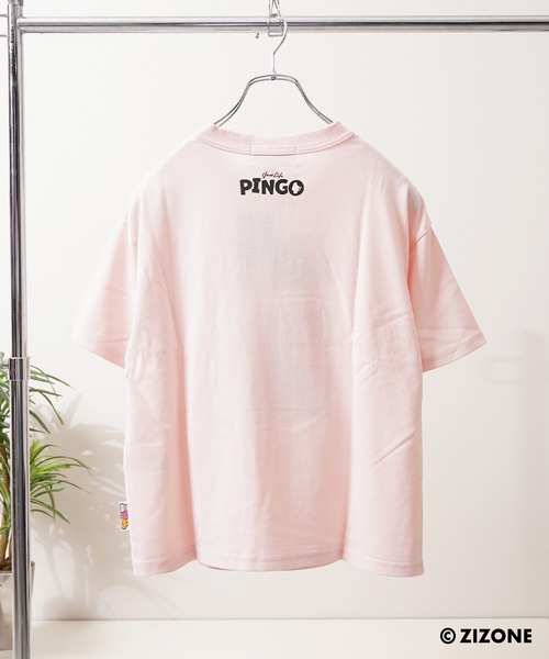 1111clothing（ワンフォークロージング）の「【ZIZONE / ジゾーン】PINGO フェイス プリント ビッグシルエット 半袖Tシャツ（3Dステッカー付き/正規ライセンス）（Tシャツ/カットソー・レディース・ピンク/ネイビー・S/L/M）」の10枚目の写真