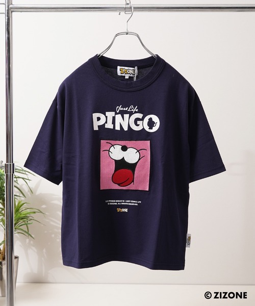 1111clothing（ワンフォークロージング）の「【ZIZONE / ジゾーン】PINGO フェイス プリント ビッグシルエット 半袖Tシャツ（3Dステッカー付き/正規ライセンス）（Tシャツ/カットソー・レディース・ピンク/ネイビー・S/L/M）」の5枚目の写真