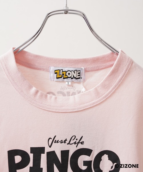 1111clothing（ワンフォークロージング）の「【ZIZONE / ジゾーン】PINGO フェイス プリント ビッグシルエット 半袖Tシャツ（3Dステッカー付き/正規ライセンス）（Tシャツ/カットソー・レディース・ピンク/ネイビー・S/L/M）」の13枚目の写真