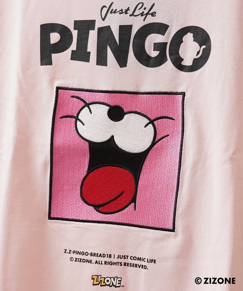 1111clothing（ワンフォークロージング）の「【ZIZONE / ジゾーン】PINGO フェイス プリント ビッグシルエット 半袖Tシャツ（3Dステッカー付き/正規ライセンス）（Tシャツ/カットソー・レディース・ピンク/ネイビー・S/L/M）」の14枚目の写真