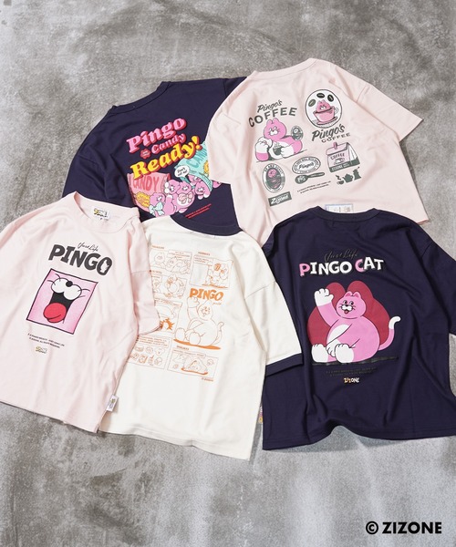 1111clothing（ワンフォークロージング）の「【ZIZONE / ジゾーン】PINGO フェイス プリント ビッグシルエット 半袖Tシャツ（3Dステッカー付き/正規ライセンス）（Tシャツ/カットソー・レディース・ピンク/ネイビー・S/L/M）」の22枚目の写真